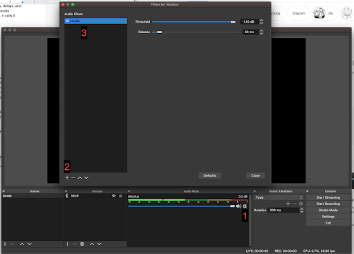 Using the Limiter audio process in OBS.
