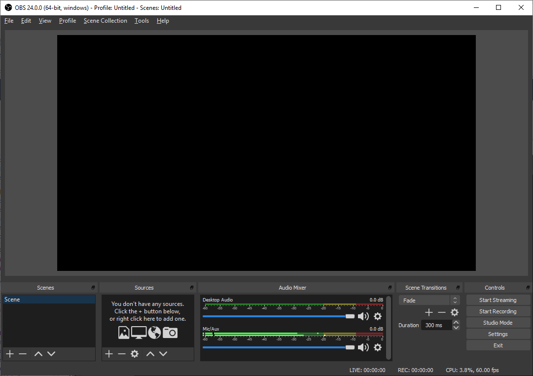 Screen shot of OBS interface.