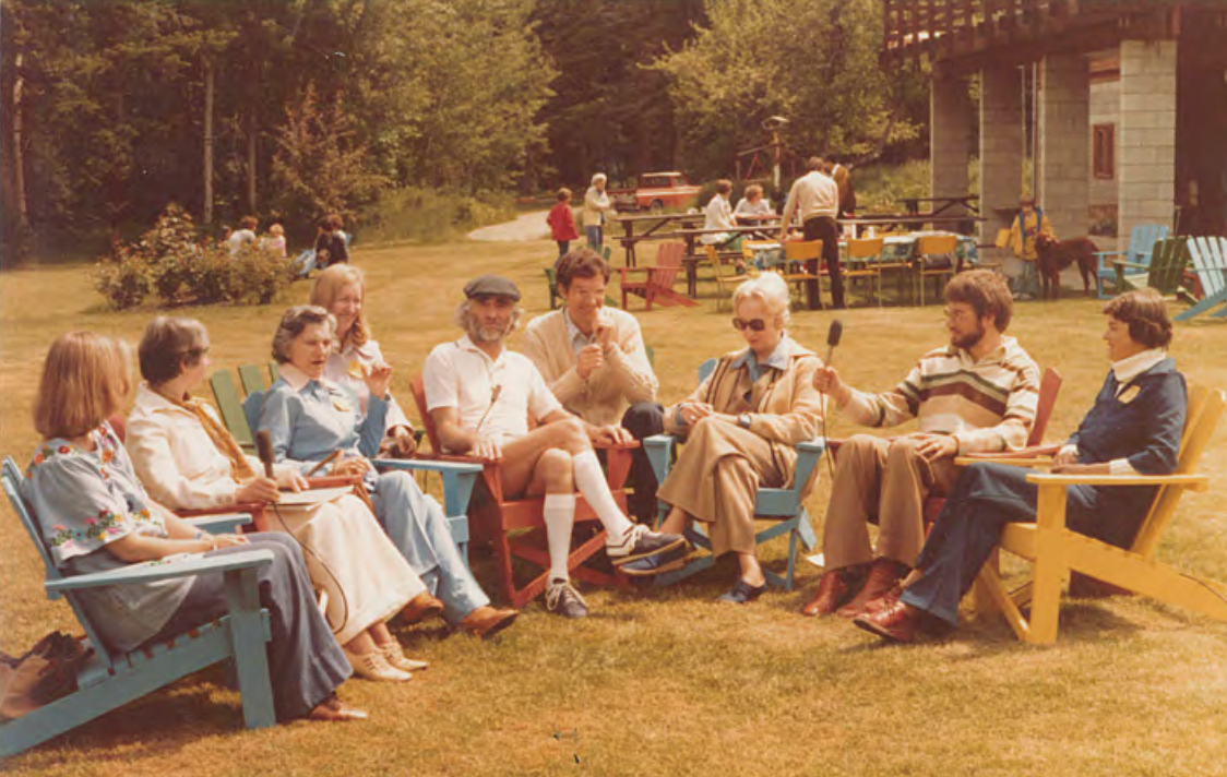 David Gordon Duke pictured with Jean Coulthard, Violet Archer, Sylvia Rickard and others. Featured as part of the Generations/Conversations project